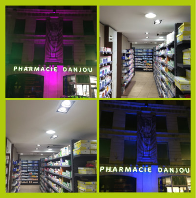 Eclairage intérieur extérieur pharmacie Danjou Caen