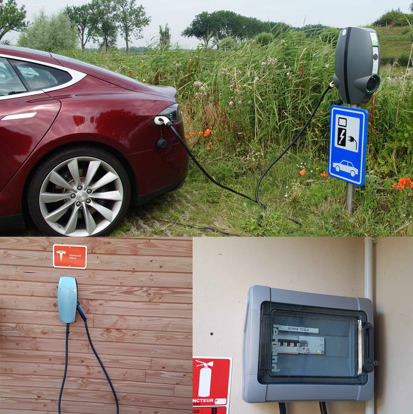 borne-de-recharge-véhicule-electrique-tesla - Domaine du Prieuré