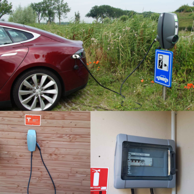 Borne-de-recharge-véhicule-électrique-Tesla-à-Caen